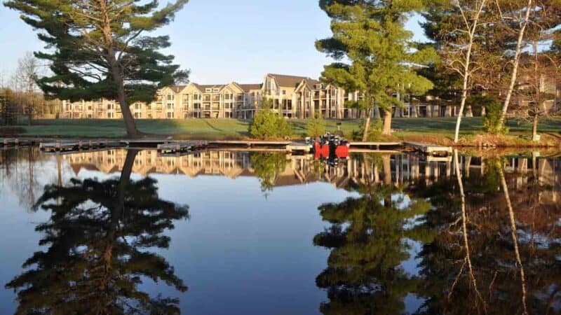 Northenaire Lake Resort in Wisconsin view with still lake