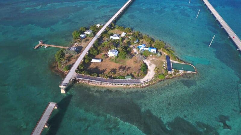 Aerial view of Pigeon Key in Marathon Floirda