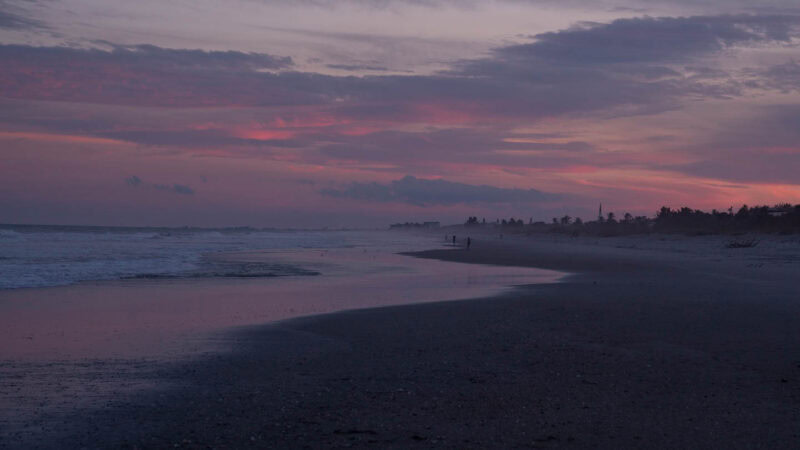 Pink and purple sunset on Cocoa Beach Florida