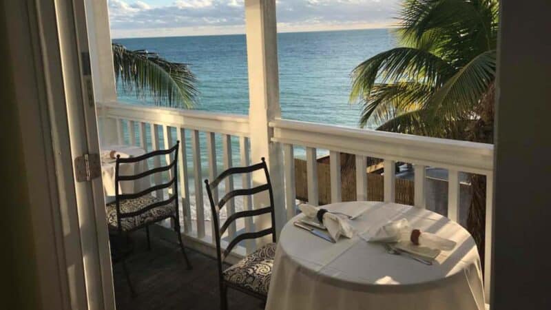 table overlooking the water in Key West at Louie's Backyard restaurant