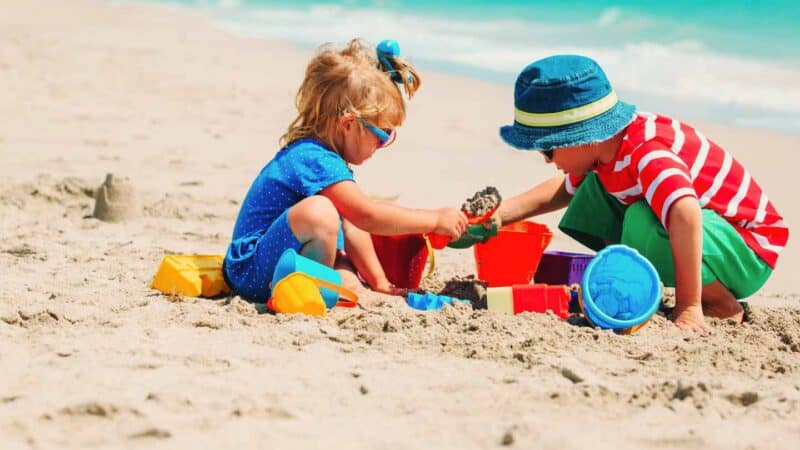 kids playing on the beach