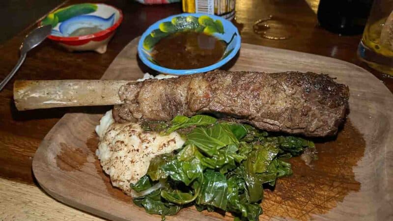 Slow cooked beef rib serve in one of the top restaurants in El Cuyo Mexico