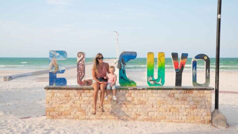 El Cuyo City Letters in front of the main pier