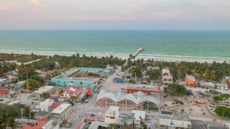 Aerial view of the town of El Cuyo Meico