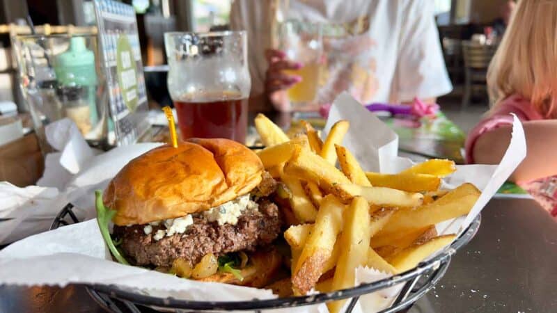 Burger and fries at Ludington Bay Brewing Company