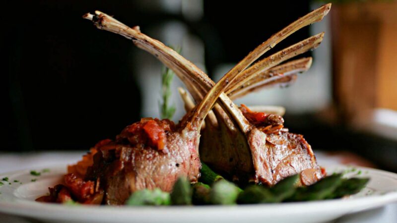 rack of lamb on a plate