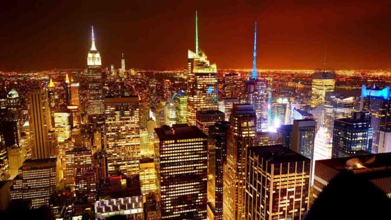 night time view of Manhattan from the Top of the Rock in NYC