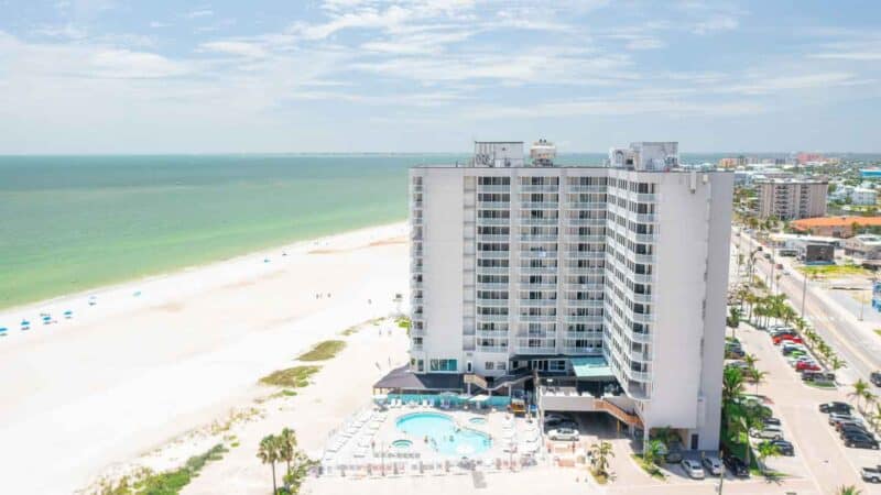 Aerial view of DiamonHead Resort on Fort Myers Beach - top family places to stay 