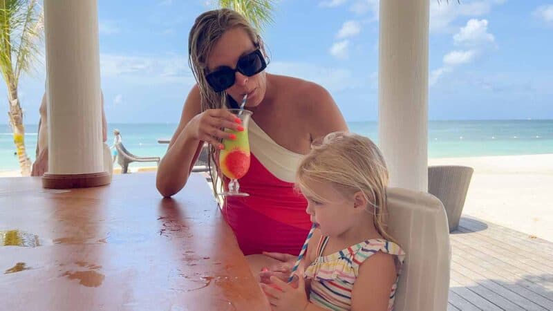 Mom & Daughter at a beach bar in Negril Jamaica