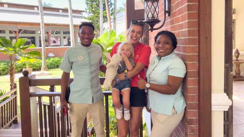 Mother and daughter with two butlers at Beaches Resorts