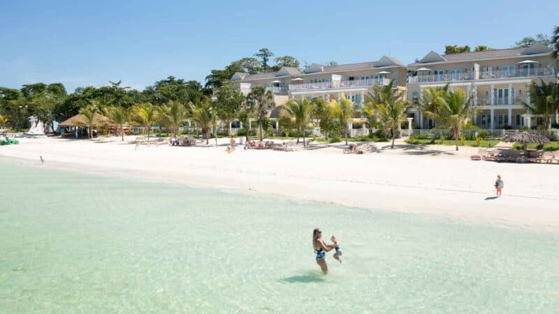 Aerial view of the Firesky Villas at Beaches Negril Jamaica Resort that are beachfront with four bedrooms