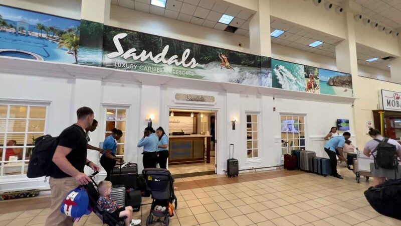Family at Sandals Resort Airport Lounge at Montego Bay Jamaica Airport MBJ 