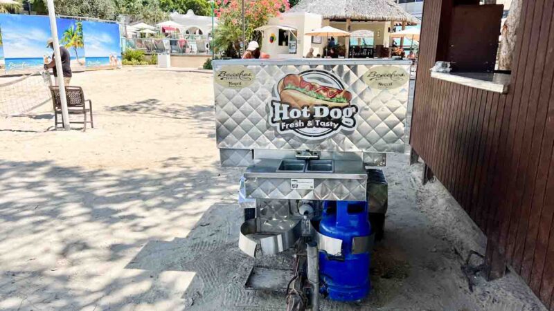 hot dog cart on the beach