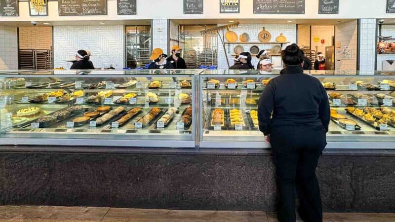 Portos barkery counter filled with baked goods