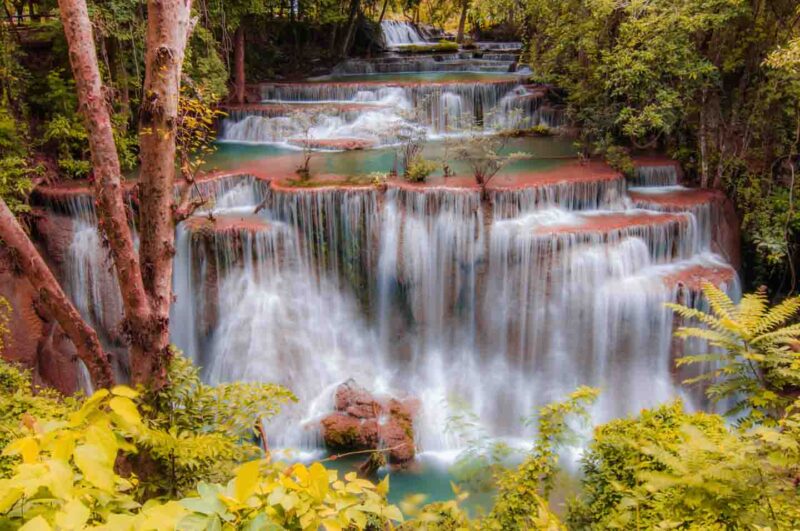 Huay Mae Kamin Waterfall in Sriagarindra Dam National Park in Thailand 
