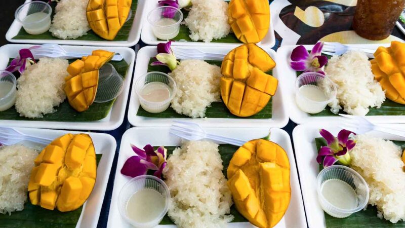 mango sticky rice Thai cuisine dessert