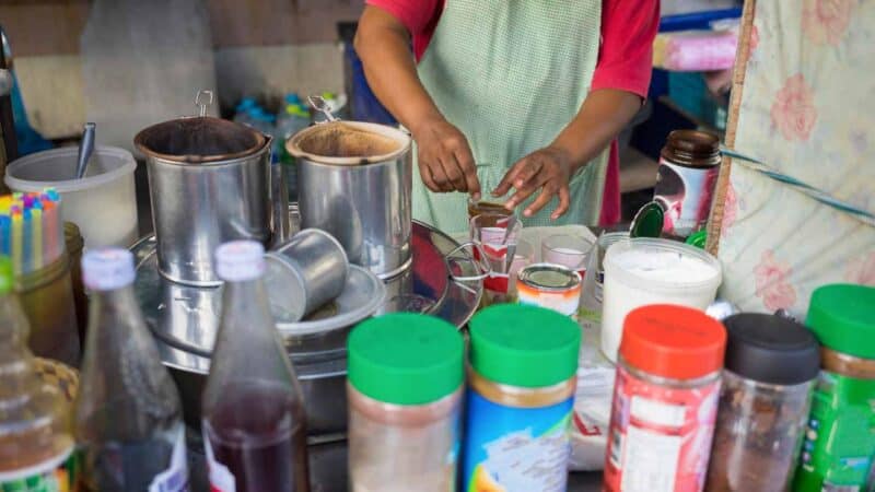 Thai iced coffee street vendor in Bangkok